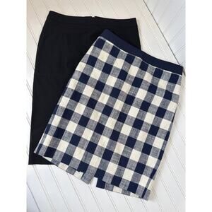 J. Crew & Victoria Secret LOT OF 2 Skirts - Gingham & Solid Workwear Bundle Sz 2